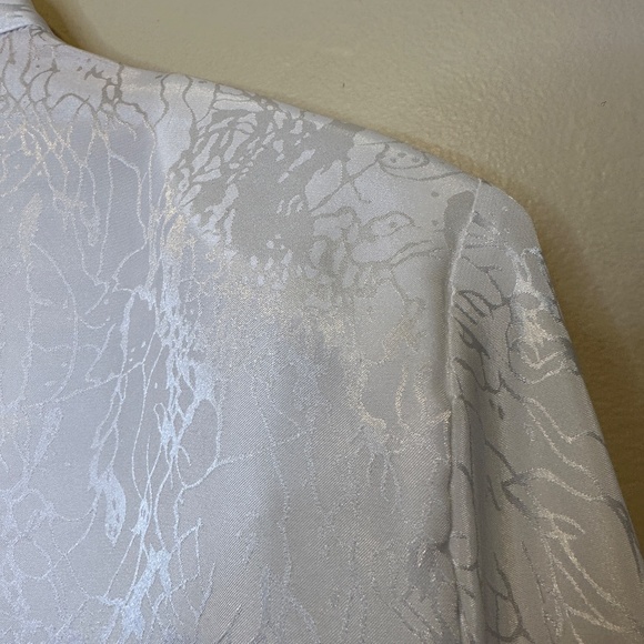 Worthington | VTG Mock Neck Pleated Button Front Shiny Glam Coquette Blouse - Picture 14 of 17